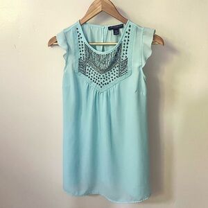 A Pea in the Pod Light Blue Embellished Blouse